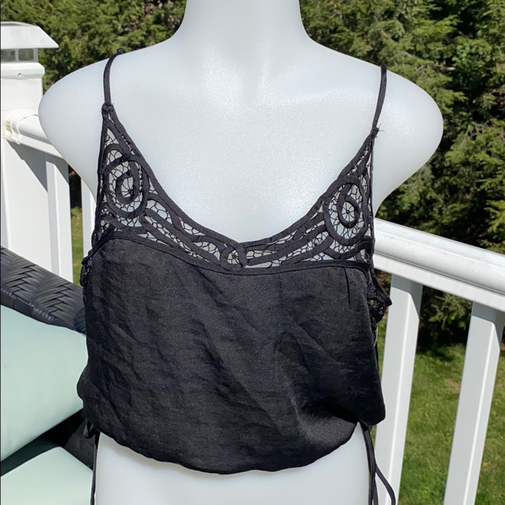 Free People Satin Brami Top Longline Blousy Straps black large